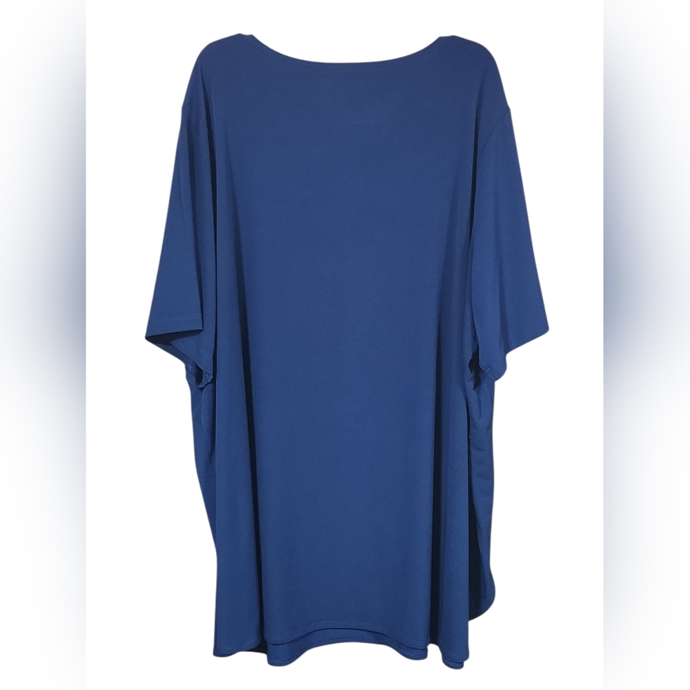 Susan Graver Liquid Knit Women's Navy Short Sleeve Top - Picture 2 of 5